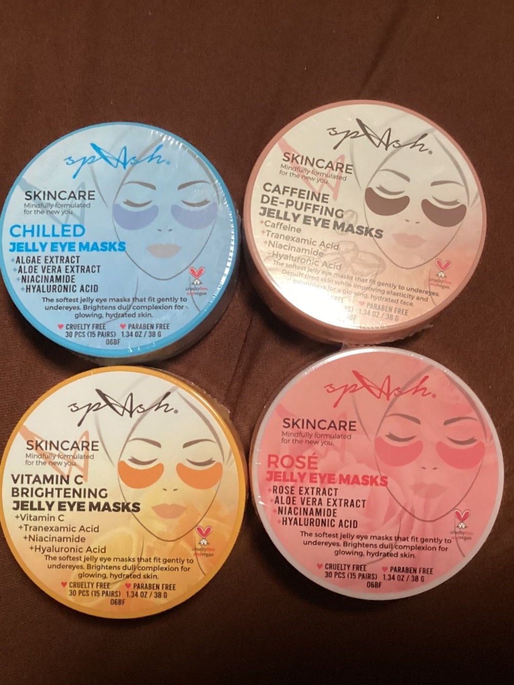 LA Splash JELLY EYE MASKS 4-pack New Sealed 30 pcs (15 pairs/pack)